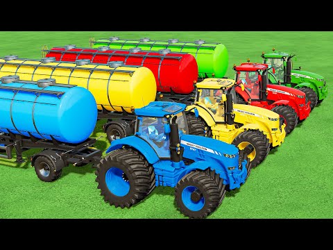 GIANT TRACTOR OF COLORS! Transport MASSEY FERGUSON Tractor and TANKERS! Animal Feedling! FS22