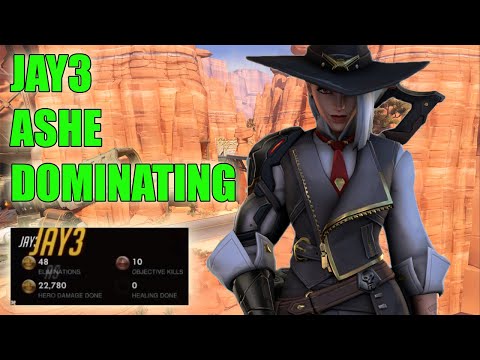 JAY3 PRO ASHE GAMEPLAY 22K DMG 48 ELIMS - GRAND MASTER OVERWATCH SEASON 24