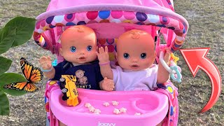 Download lagu BABY ALIVE dolls outing 🦋 stroller walk and seeing animals 🐢 mp3