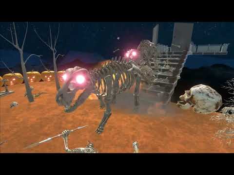 Halloween animal Battle Fight game Elephant Giraffe Tiger Gorilla Hippo Rhino COW camp Skeleton Army