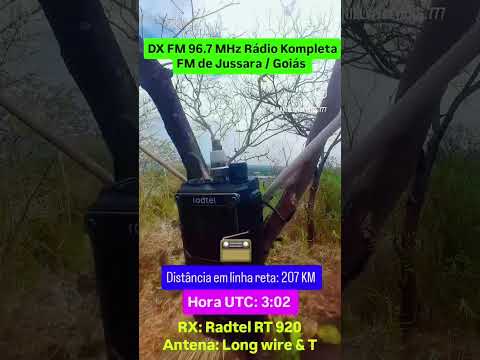 DX FM 96.7 MHz Rádio Kompleta FM de Jussara / Goiás  207 KM linha reta #Rádiokompletafm#Kompletafm