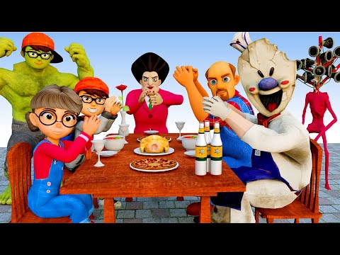 NickHulk vs Siren Head Last Year Party Family - Scary Teacher 3D Funny Movies