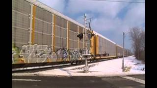 preview picture of video 'NS Automotive Train near South Rockwood, MI - 2/23/2013'