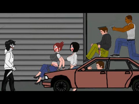 Jeff The Killer vs CJ, Claude Speed, Tommy Vercetti | Drawing Cartoons 2   - DC 2