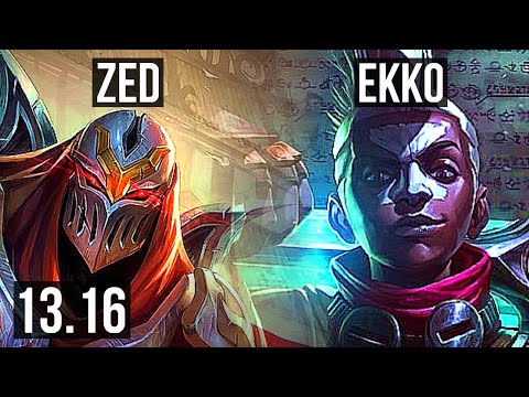 ZED vs EKKO (MID) | 6/0/1, 1.2M mastery, 400+ games, Dominating | NA Grandmaster | 13.16