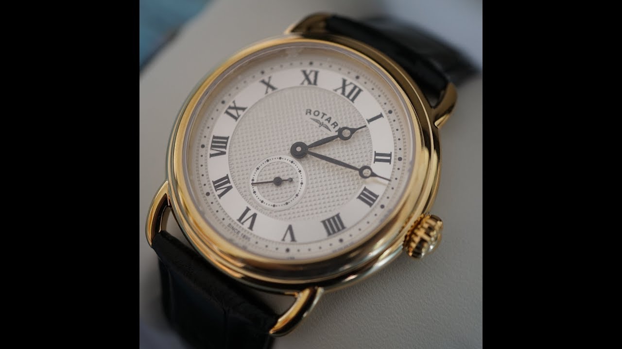 Watch video Rotary Canterbury GS05338/2: A Classic Gold Coloured Dress Watch With Guiloche Dial & Roman Numerals Now Rotary Canterbury GS05338/2: A Classic Gold Coloured Dress Watch With Guiloche Dial & Roman Numerals