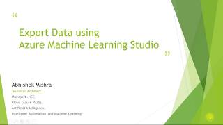 Export Data using Azure Machine Learning Studio