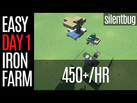 SIMPLE Day 1 Iron Farm by silentbug (450/hour) | Minecraft | Java 1.14+