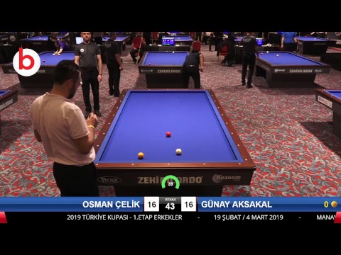 OSMAN ÇELİK & GÜNAY AKSAKAL Bilardo Maçı - 2019 TÜRKİYE KUPASI 1. ETAP ERKEKLER-1.ÖN ELEME