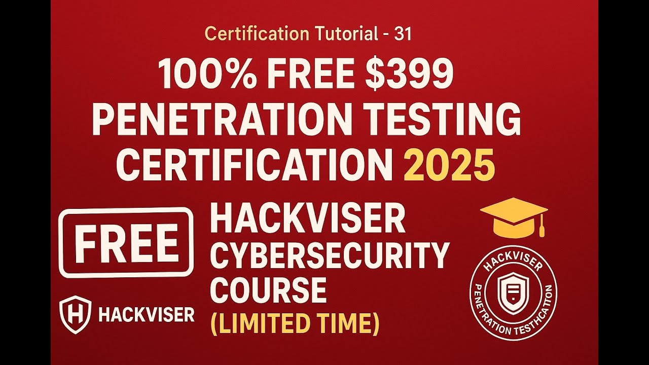 100% FREE $399 Penetration Testing Certification 2025 🎓 Hackviser Cybersecurity Course(Limited Time)
