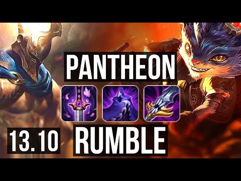 PANTHEON vs RUMBLE (TOP) | 9 solo kills, 300+ games, Dominating | KR Master | 13.10