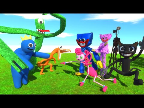 Rainbow Friends VS Poppy Playtime - Animal Revolt Battle Simulator