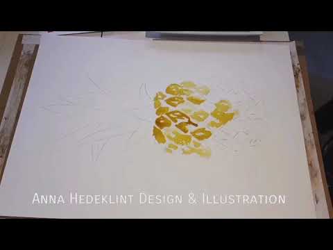 Watercolor tutorial painting a pineapple