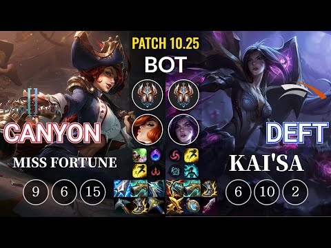 DWG Canyon Miss Fortune vs HLE Deft Kai'Sa Bot - KR Patch 10.25