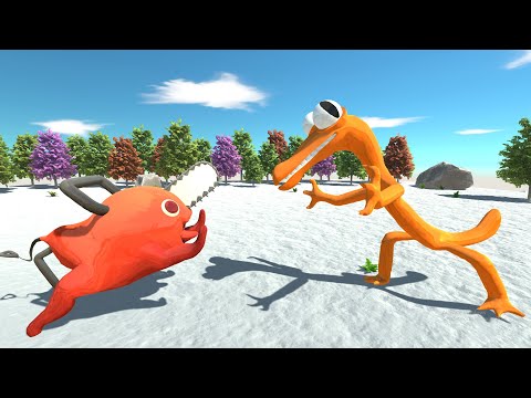 Who Will Win? Pochita vs Rainbow Friends Orange - Animal Revolt Battle Simulator