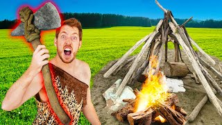 SOLO SURVIVAL CHALLENGE! *PRIMITIVE TOOLS ONLY*