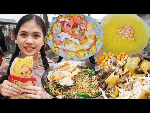 Street food tour @ Ta Khmao riverside, mouthwatering street food of Cambodia, delicious crepes
