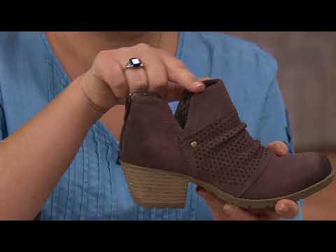 Earth Origins Suede Booties w/ Perforated Ruching - Amanda on QVC