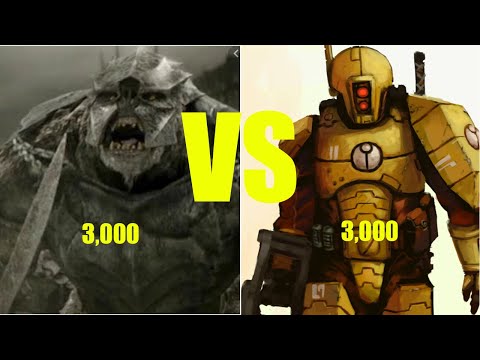 Warhammer 40k- Tau soldiers VS Lord of the rings Armored mountain trolls, Cinematic, NO commentary
