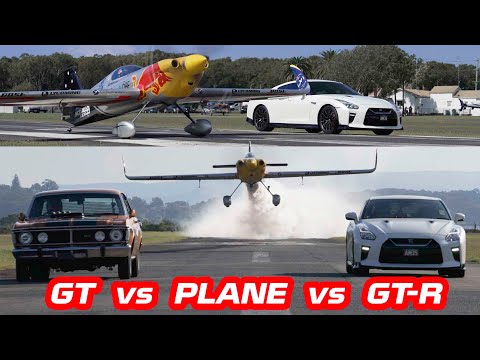 We Race a GT-R against a Redbull Air Race Aerobatic Aircraft. With BTS