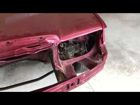 Final walk around of red w124 before paint shop