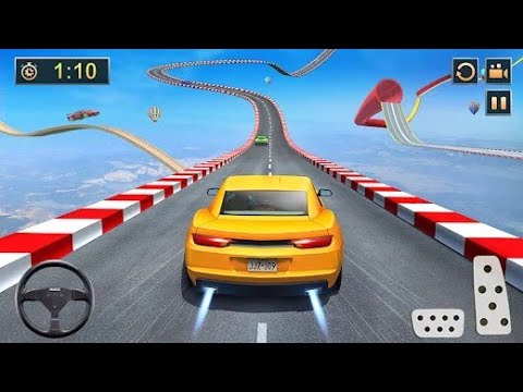 Impossible stunt car track 3D blue car driving ! stunt levels 14 s 19-A