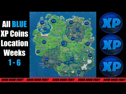 All 18 Blue XP Coins Locations in Fortnite (week 1-6)! - Deja Blue Punch Card
