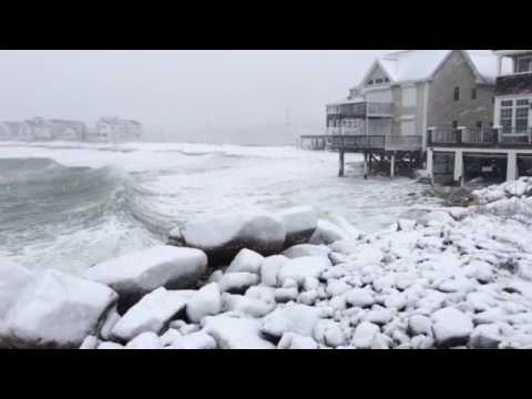 Peggotty Beach, Scituate just before high tide on Tuesday during a nor'easter.
