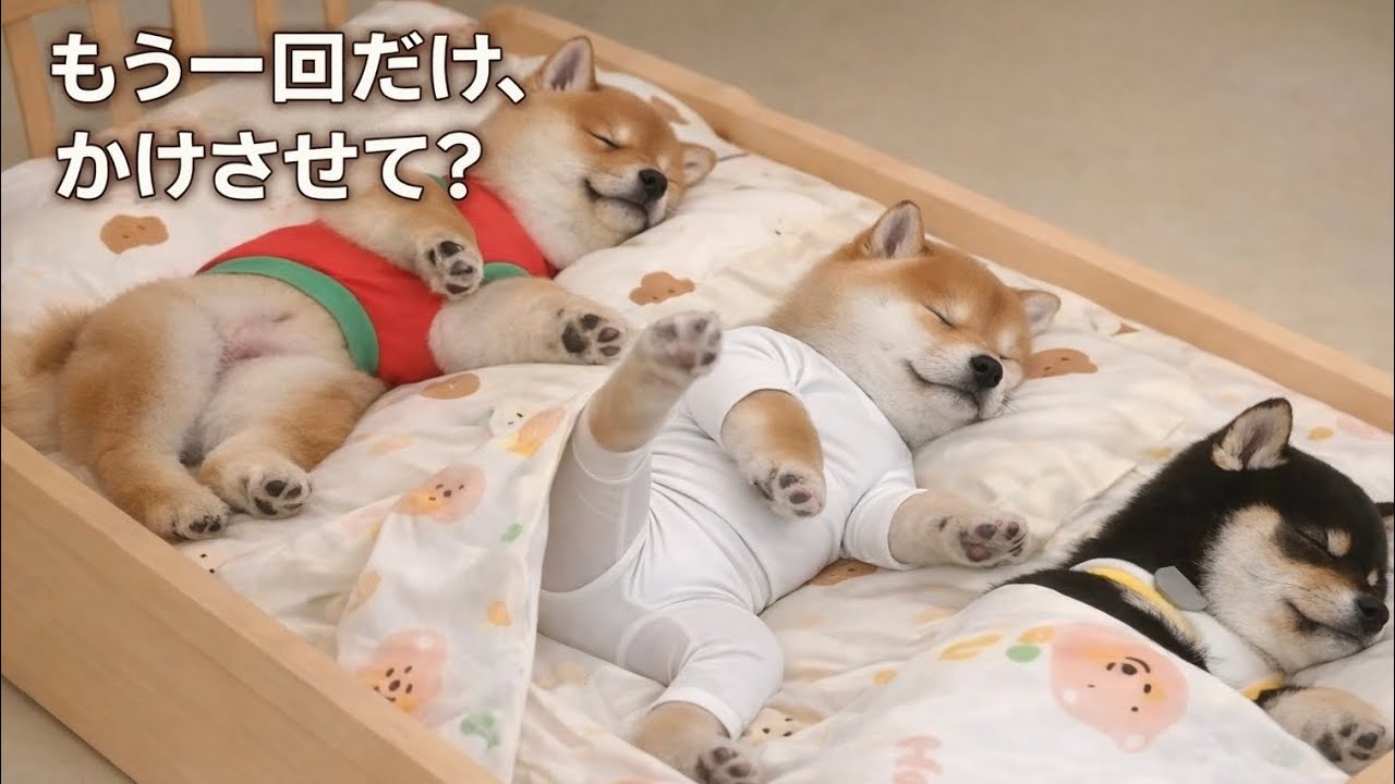 何度か外しちゃうけど、最後はちゃんと眠る子💤He kicks it off… but still falls asleep peacefully。
