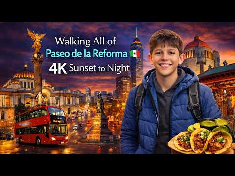 Walking All of Paseo de la Reforma 🇲🇽 4K Sunset to Night | Mexico City