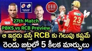 PBKS vs RCB Preview And Playing 11 | IPL 2023 27th Match RCB vs PBKS Prediction | GBB Cricket