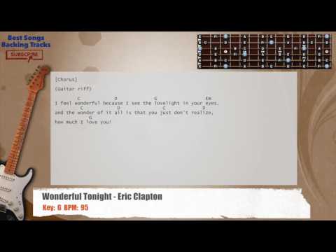 🎸 Wonderful Tonight - Eric Clapton Guitar Backing Track with chords and lyrics