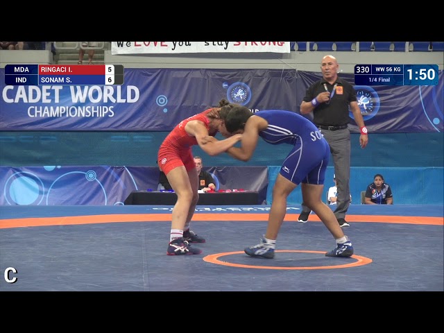 242 | 330 | Cadets WW 56kg | 1/4 Final | RINGACI Irina (MDA) | SONAM Sonam (IND)