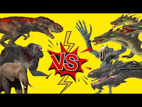 Scourge, dragon, hydra VS giant Trex, elephant, goro ARBS mobile | Animal Revolt Battle Simulator