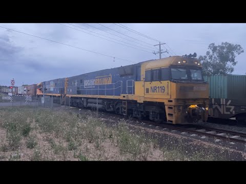 4PM6 Pacific National freight train with NR119 NR61 at Bell Post Hill heading to Melbourne 28/1/2023