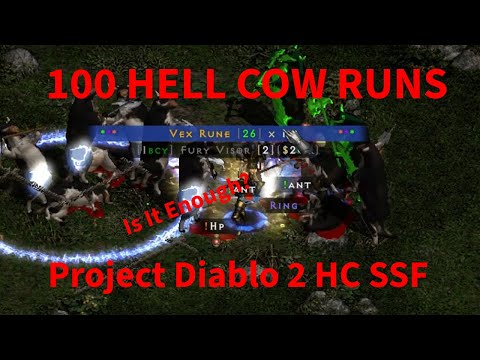 I Ran 100 HELL Cow Runs In Project Diablo 2 Hardcore SSF (S11) - Gearing Up For Maps!