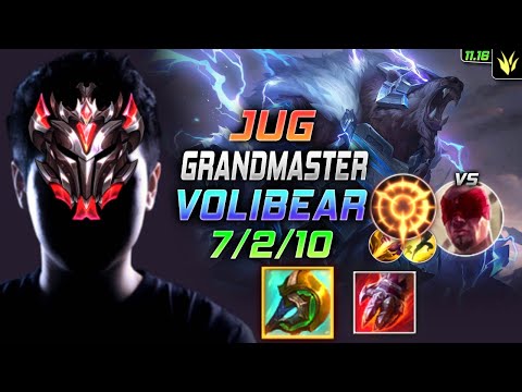 GrandMaster Volibear Jungle vs Lee Sin - 천상계 정글 볼리베어 템트리 룬 신파자 집공 ボリベア Волибир 不灭狂雷 - LOL KR 11.16