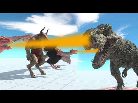 FANTASY MINOTOUR BODYGUARD VS T-REX - ANIMAL REVOLT BATTLE SIMULATOR