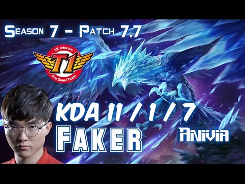 SKT T1 Faker ANIVIA vs ZED Mid - Patch 7.7 KR Ranked