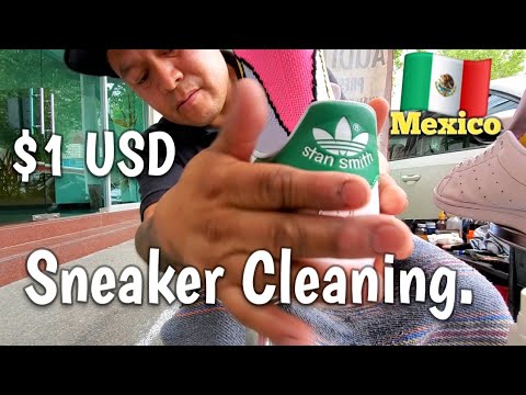 $1 BEST SNEAKER CLEANING. (ASMR Shoe Shine) Mexico City 🇲🇽