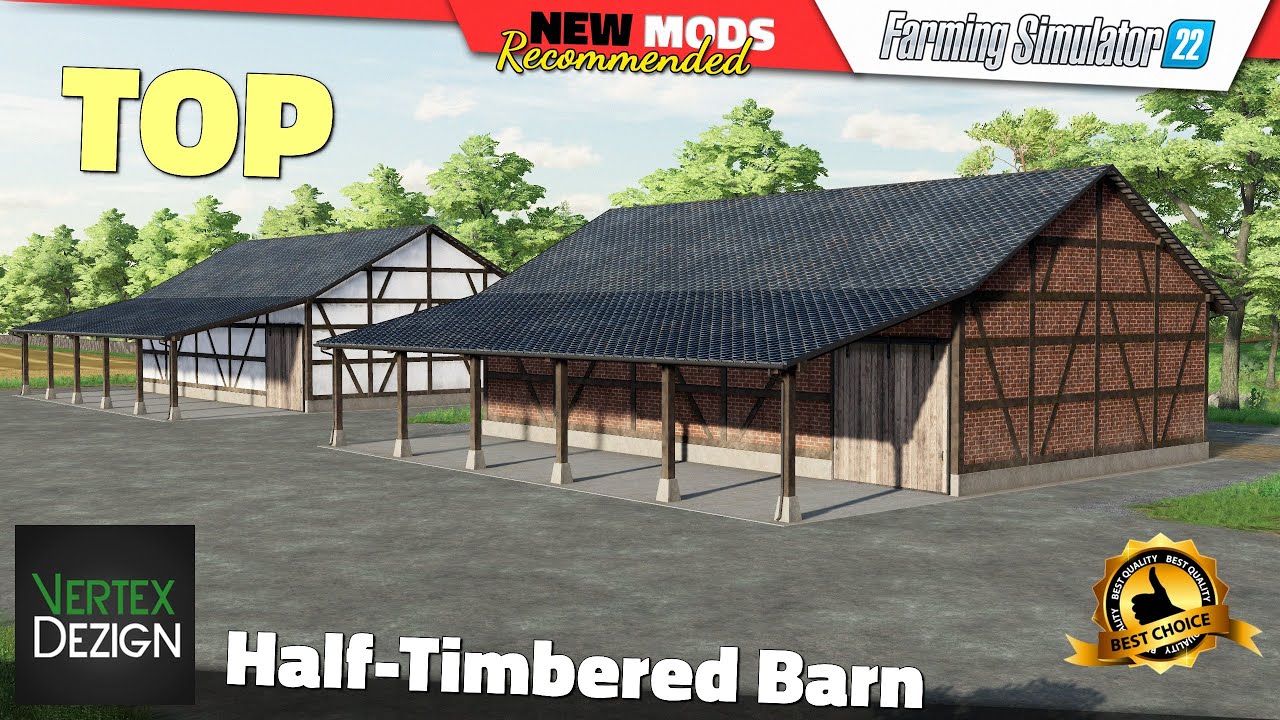 FS22 | Half-Timbered Barn (by Vertex Dezign) - Farming Simulator 22 New Mods Review (2K 60FPS)