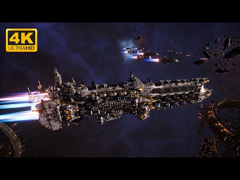Imperial Navy vs Necrons - Skalgrim Mod - 4K Quality - Battlefleet Gothic Armada 2