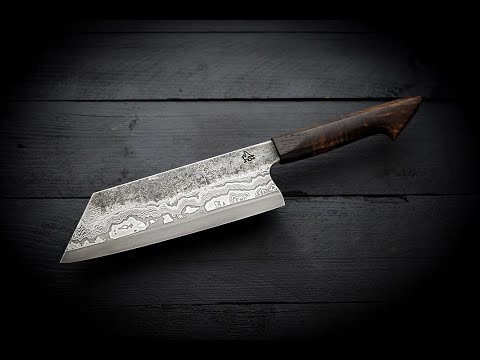 Making a Bunka chef knife with edge bar Damascus
