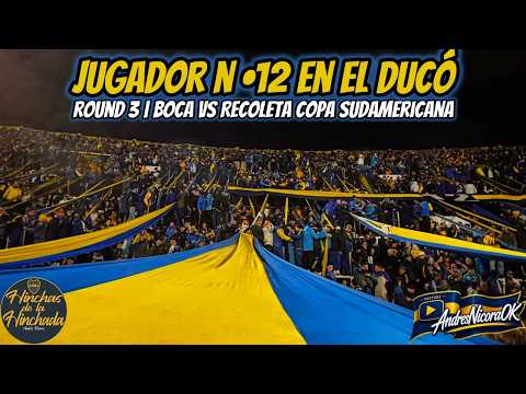 "Jugador N° 12 en el Ducó, round 3 | Boca vs Recoleta | Copa Sudamericana 8vos ida." Barra: La 12 &bull; Club: Boca Juniors &bull; País: Argentina