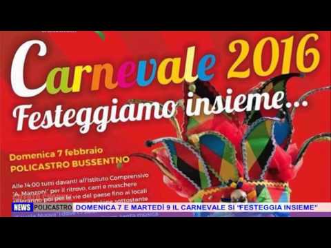 POLICASTRO BUSSENTINO DOMENICA 7 E MARTEDÌ 9 IL CARNEVALE SI “FESTEGGIA INSIEME”