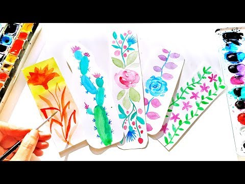 Floral Bookmarks Ideas - DIY Watercolor 5 min Crafts Tutorial \ Painting For Beginners (part 1)