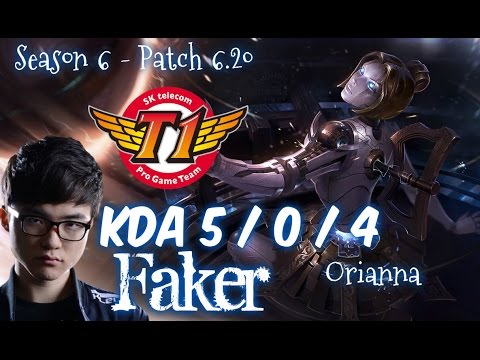 SKT T1 Faker ORIANNA vs AURELION SOL Mid - Patch 6.20 NA Ranked | League of Legends