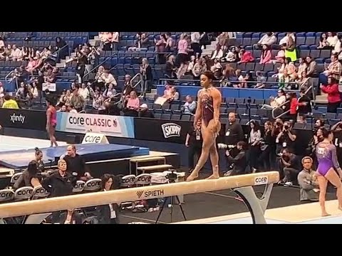Gabby Douglas - Full Beam Warm-up before scratching the competition - US Classics 2024