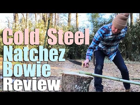 Cold Steel Natchez Bowie Knife Test & Review. 12 Inches of Silvery Slow Mo Death.