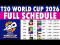 ICC T20 World Cup 2026 Schedule T20 World Cup 2026 Schedule T20 World Cup Schedule